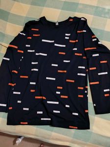 Navy Geometric Print Top