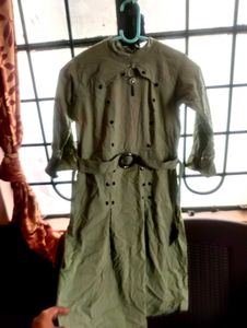 Green belted dress