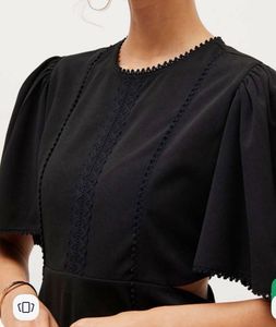 Black Cutout Puff Sleeve Dress