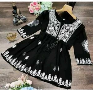 Black Georgette Short Kurti