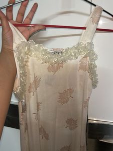 New Lingerie Leaf Print Slip Dress