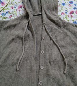 Brown Hoodie Cardigan