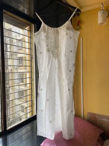Westside white chikankari spaghetti kurti