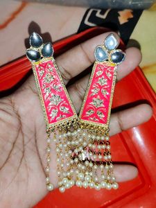 Beautiful Golden 💖 Pink Colour Earrings 😍