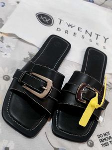 Twenty Dresses Black Buckle Slides