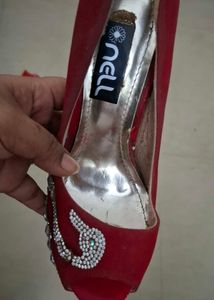 Red Embellished HIgh  Heels