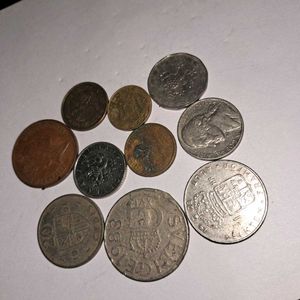 10 Vintage Foreign Coins