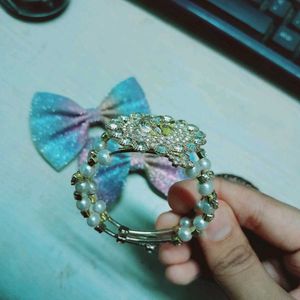 Vintage Hair Bow &amp; Bracelet Set