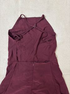 Wine Red Hot Mini Back Cross Dress♨️