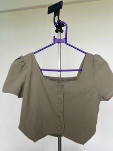 Cute Olive Crop Vest Top