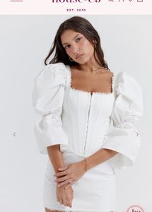 House of CB Matilda White Puff Sleeves Mini Dress