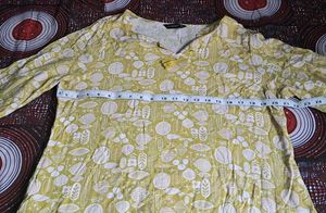 Yellow Printed Cotton Kurti/Dress – 3/4 Sleeve