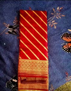 Elegant Red Striped Saree