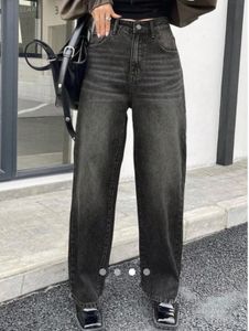 Trendy Charcoal Wash Wide Leg Jeans