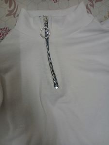 White Turtle Neck Top