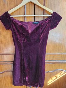 Velvet Off Shouler Party Dress