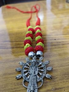 Handmade Durga Idol Silver Replica Locket Necklace