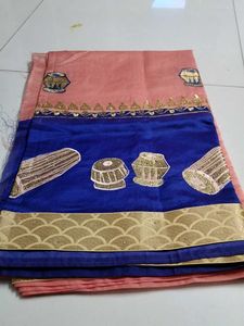 Dailywear Orange Blue Saree