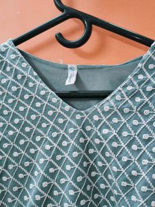 Embroidered Sheer Sleeve Top