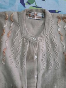 Beige Colour Embroidered Cardigan