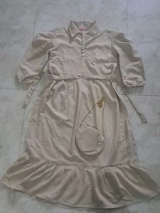 Elegant Beige Midi Dress