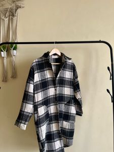 Black white check print jacket