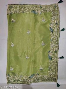 Elegant Green Embroidered Saree