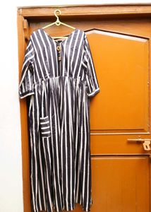 Striped Midi Dress with Pocket