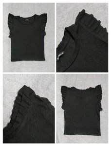 Black Ruffle Sleeve Top - Size M