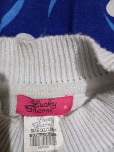 &#34;Lavender and White Printed Winter Sweater - Size