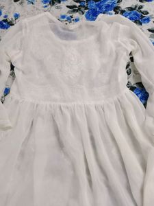 White Flared Chikankari Short Kurti