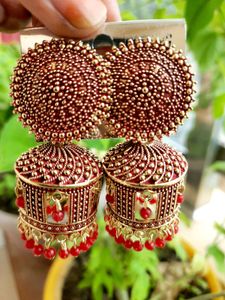 Red N Golden Jhumka