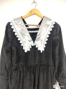 Black Lace Neck Full Sleeves Dress (Women&#39;s)