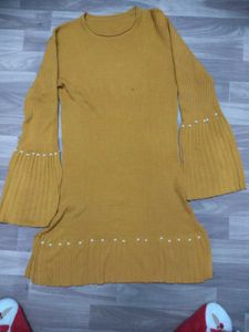 Mustard Knit Mini Dress
