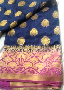 Elegant Blue Saree🎆{No Blouse Piece,Only Saare}