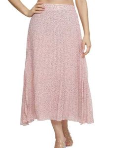 Pink Floral Pleated Skirt
