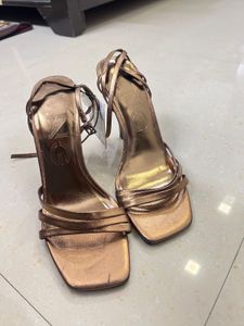 MANGO Copper Strappy Heels