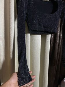 Sparkly Black Crop Top