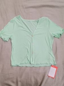 Urbanic mint colour buttoned crop top