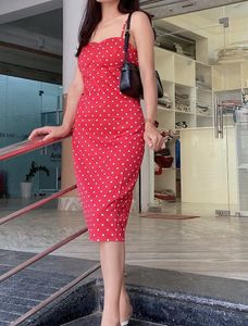 Red Polka Dot Midi Dress