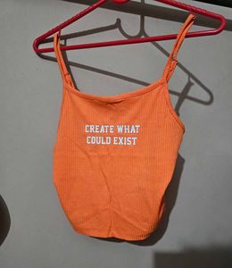 Orange Ribbed Tank Top