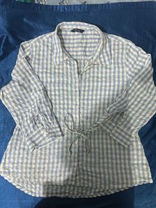 Gingham Tie-Waist Shirt