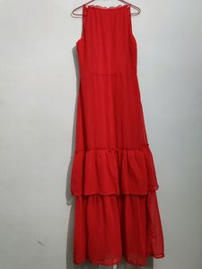 Coral Halter neck Maxi dress