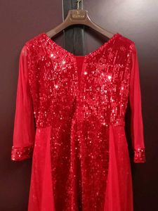 Red Sequin Ethnic Gown