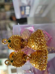Three Artificial Golden Jhumke Set