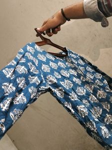 Leaf Print Blue Top