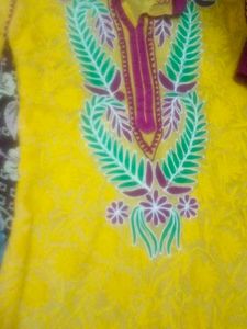 Yellow Embroidered Kurta