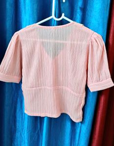 Pink Lace Trim Top