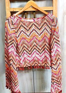 Colorful Chevron Knit Top Bust Size-36