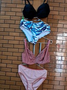 Combo Of Four Imported Fabric Bra N Panty